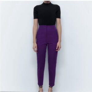 Zara High-Waisted Purple Pleated Pants